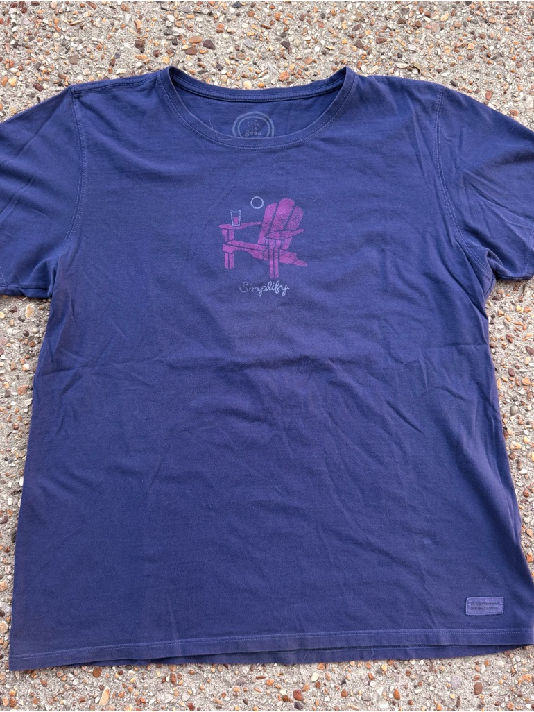 Life Is Good Simplify Adirondack Chair Drink Blue T-Shirt Size Xl